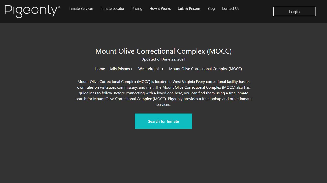 Mount Olive Correctional Complex (MOCC) Inmate Search ...
